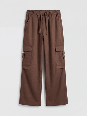 Lc Waikiki Yeni Sezon Loose Fit Kız Çocuk Gabardin Kargo Pantolon