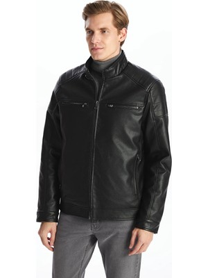 Lc Waikiki Yeni Sezon Standart Kalıp Dik Yaka Erkek Deri Görünümlü Mont