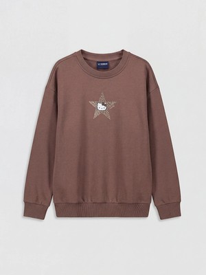 Lc Waikiki Yeni Sezon Bisiklet Yaka Hello Kitty Baskılı Kız Çocuk Sweatshirt