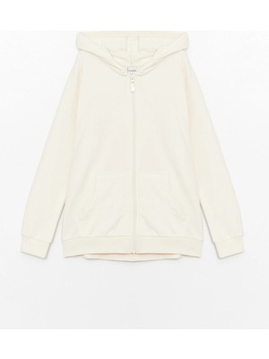 Lc Waikiki Yeni Sezon Kapüşonlu Basic Uzun Kollu Kız Çocuk Fermuarlı Sweatshirt