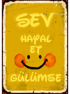 Lucena Sev Hayal Et Gülümse Ahşap Mdf Tablo Duvar Dekoru Eskitme Dekoratif Tablo