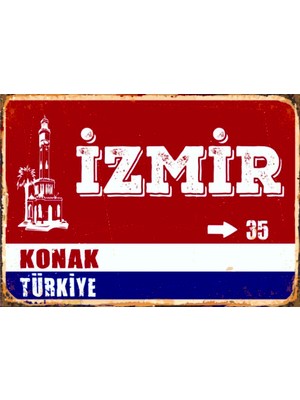 Lucena Izmir Konak Temalı Ahşap Mdf Tablo Duvar Dekoru Eskitme Dekoratif Tablo