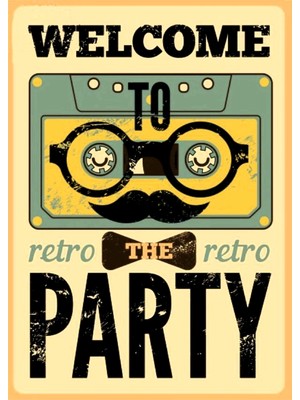 Lucena Retro Party Temalı Ahşap Mdf Tablo Duvar Dekoru Eskitme Dekoratif Tablo