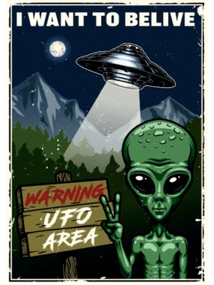Lucena I Want To Believe Uzaylı Ufo Ahşap Mdf Tablo Duvar Dekoru Eskitme Dekoratif Tablo
