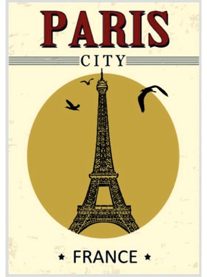 Lucena Paris City Eyfel Kulesi Ahşap Mdf Tablo Duvar Dekoru Dekoratif Tablo Ofis Hediyelik