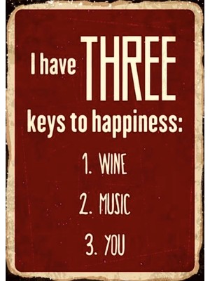 Lucena Keys To Happiness Yazılı Ahşap Mdf Tablo Duvar Dekoru Eskitme Dekoratif Tablo