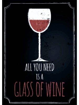 Lucena Glass Of Wine Ahşap Mdf Tablo Duvar Dekoru Eskitme Mutfak Bar Cafe Restoran Kahve Köşesi