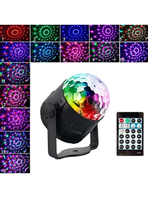 Munico 3 Adet Disko Topu LED Disko Parti Lambası, 7 Farklı Aydınlatma Şekli, Rgb 360° Dönen Disko Işığı