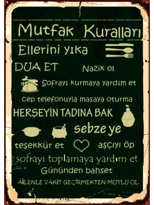 Lucena Mutfak Kuralları Ahşap Mdf Tablo Duvar Dekoru Eskitme Dekoratif Tablo Mutfak Hediyelik