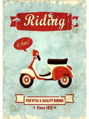 Lucena Nostaljik Scooter Temalı Ahşap Mdf Tablo Duvar Dekoru Retro Eskitme Dekoratif Tablo