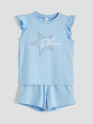 Lc Waikiki Yeni Sezon Baskılı Kız Çocuk Şortlu Pijama Takımı