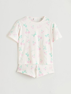 Lc Waikiki Yeni Sezon Desenli Kız Çocuk Şortlu Pijama Takımı