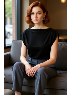 PayBuy Fitted Kısa Kollu Örme Bluz Rahat Günlük Stil Zarifane Tasarım Konforlu Kesim