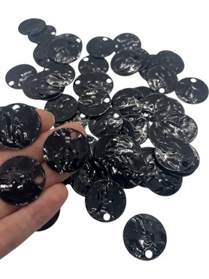Hobi Dünyası Evim 30 Gram 25 mm Mango Pul Güpür Takı Kumaş Bandana File Bere Çanta Pulu Sedefli Parlak Payet Pul Boncuk - Siyah