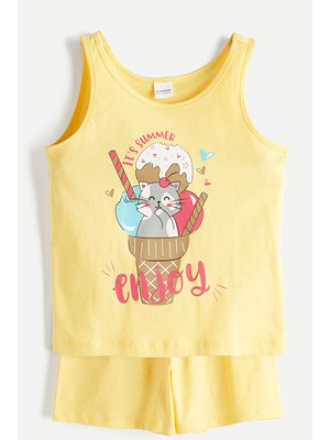 Lc Waikiki Yeni Sezon Baskılı Kız Çocuk Şortlu Pijama Takımı