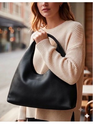 Madame Minimalist | Deri Görünümlü | Hobo Omuz Çantası