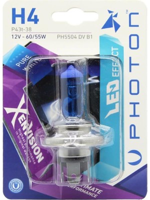 Ampul H4 12V 60/55W Xen Vision (Tekli Blister) (Beyaz Işık) 6000K Pht PH5504 Dv B1