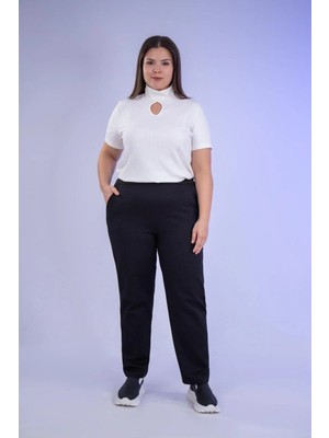 Roxxlen Kadın Büyük Beden Pantolon Siyah