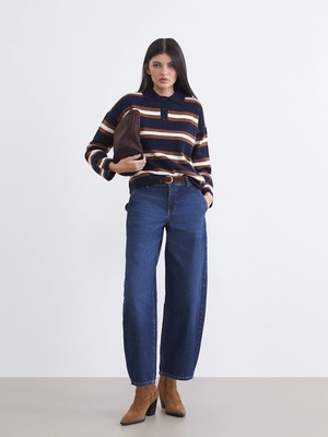 Lc Waikiki Yeni Sezon Beli Kemerli Barrel Fit Kadın Jean Pantolon