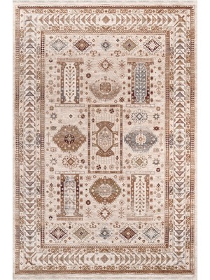 Royal Halı Armonika YT08A Sıcak Renk Geçişli Etnik ve Vintage Desenli Kendinden Saçaklı Yumuşak Dokulu Makine Halısı Yeni Ürün