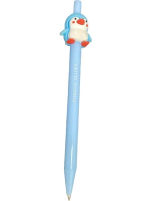 Belirtilmemiş Penguin Slider Figürlü Kalemli Kurşun Kalem - Mavi Sevimli Penguen Desenli Yazı Kalemi