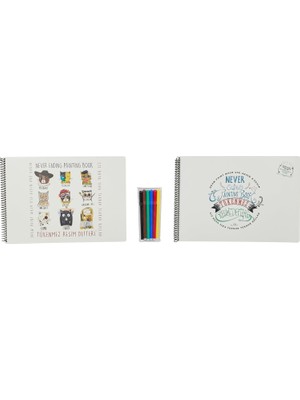 Peri Store Funny Mat Tükenmez Resim Defteri, 2'li Set & 6'lı Kalem Set
