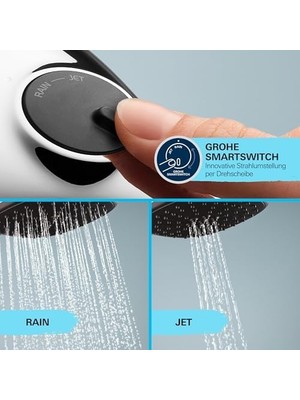 Peri Store Comfort 110 El Duşu, 2 Akışlı (Yağmur & Jet), Smartswitch, 110MM Kare Duş Başlığı, Düşmeye Dayanıklı Silikon Halka, Kireç Önleyici Sistem, Krom, 26397001