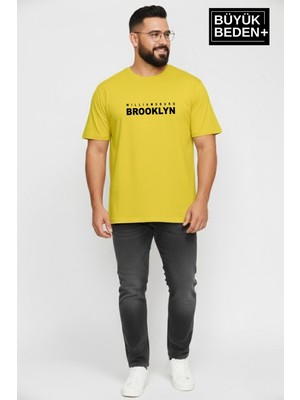 Superlife Erkek Büyük Beden Willamsburg Brooklyn Baskılı 3xl-6xl Bisiklet Yaka Tshırt SPR26BTS510-16