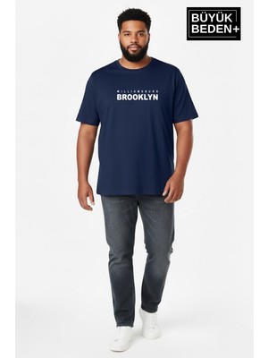 Superlife Erkek Büyük Beden Willamsburg Brooklyn Baskılı 3xl-6xl Bisiklet Yaka Tshırt SPR26BTS510-16
