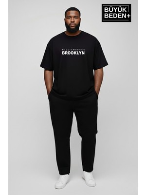 Superlife Erkek Büyük Beden Willamsburg Brooklyn Baskılı 3xl-6xl Bisiklet Yaka Tshırt SPR26BTS510-16