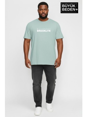 Superlife Erkek Büyük Beden Willamsburg Brooklyn Baskılı 3xl-6xl Bisiklet Yaka Tshırt SPR26BTS510-16