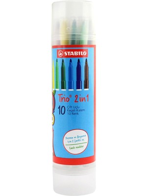 Peri Store Trio 2in1 - Keçeli Kalem - 10'lu Tüp - Çeşitli Renkler