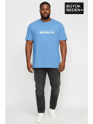 Superlife Erkek Büyük Beden Willamsburg Brooklyn Baskılı 3xl-6xl Bisiklet Yaka Tshırt SPR26BTS510-16