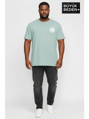 Superlife Erkek Büyük Beden N Baskılı 3xl-6xl Bisiklet Yaka Tshırt SPR26BTS510-19