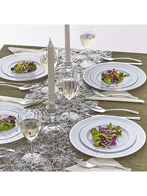 Peri Store Branches Tasarımı Masa Koşulları | Lüks Düğün ve Yemek Için | 30,48 cm x 274,32 cm | 3 Parça (Parlak Gümüş)