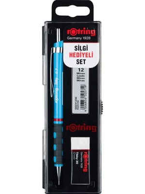 Peri Store Mekanik Kurşun Kalem, Uç ve Silgi Seti, 0,7 mm Kalem, 2b Uç, Orta Boy Silgi, Açık Mavi, 3'lü Set