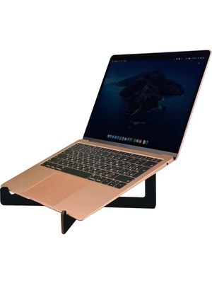 Peri Store Bk Taşınabilir Siyah Ahşap Notebook Laptop Standı