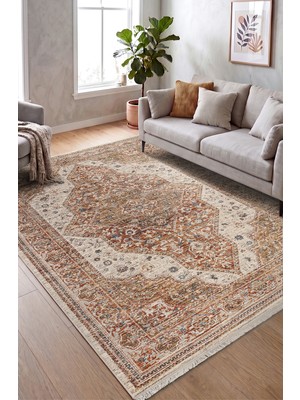 Colore Home Retro Kiremit Etnik Desen Vintage Dokuma Salon Halısı