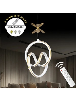 Yaren Uzaktan Kumandalı 3 Renk Ledli Özel Tasarım Çizgili Kelebek Dekor Detaylı Sarkık Ledli Avize Kumandalı Avize Dimmerli Avize Hol Koridor