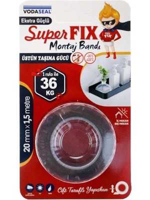 Belirtilmemiş Superfix Çift Taraflı Montaj Bandı 20 mm x 1,5 Metre