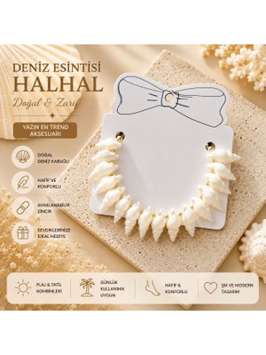 Adivo Store Deniz Kabuğu Halhal Gold Renk Kadın Ayak Halhalı | Doğal Deniz Kabuklu Bohem Yazlık Halhal | Plaj ve Tatil Aksesuarı