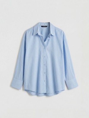 Lc Waikiki Yeni Sezon Çizgili Oversize Oxford Kadın Gömlek
