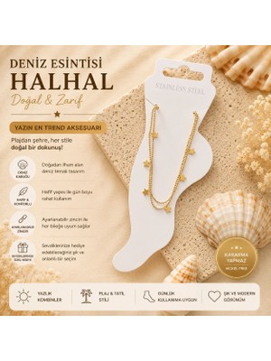 Stainless Steel Gold Yıldız Figürlü Halhal Kadın Ayak Halhalı | Paslanmaz Çelik Zincir | Minimal Yazlık Plaj Aksesuarı