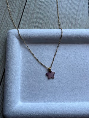 Pel Design Yıldız Sedef Taşı Altın ve Gümüş Kaplama Kolye El Yapımı