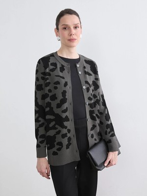Lc Waikiki Yeni Sezon Bisiklet Yaka Leopar Desenli Kadın Triko Hırka