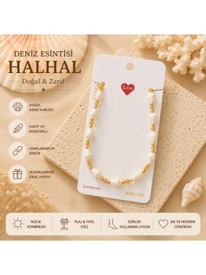 Adivo Store Deniz Kabuğu Halhal Gold Renk Kadın Ayak Halhalı | Bohem Yazlık Halhal | Plaj ve Tatil Aksesuarı