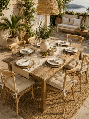 Yuvina 6'lı Sandalye Minderi 40X40 cm – Yumuşak Dolgulu, Yıkanabilir, Bağcıklı, Mutfak, Balkon, Bahçe ve Yemek Odası Için