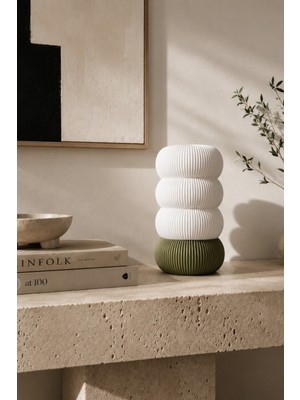 Nuaen Totem Dekoratif Yeşil Tasarım Abajur Masa Lambası - 20cm - Salon ve Yaşam Alanı Lambası
