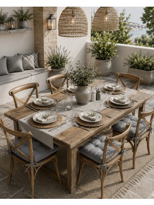 Yuvina 6'lı Sandalye Minderi 40X40 cm – Yumuşak Dolgulu, Yıkanabilir, Bağcıklı, Mutfak, Balkon, Bahçe ve Yemek Odası Için