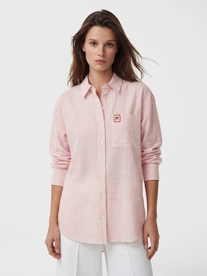 Lc Waikiki Yeni Sezon Çizgili Oversize Poplin Kadın Gömlek Tunik
